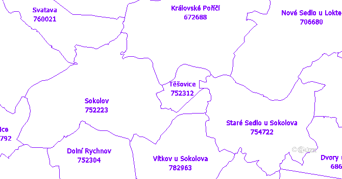 Katastrální mapa Těšovice