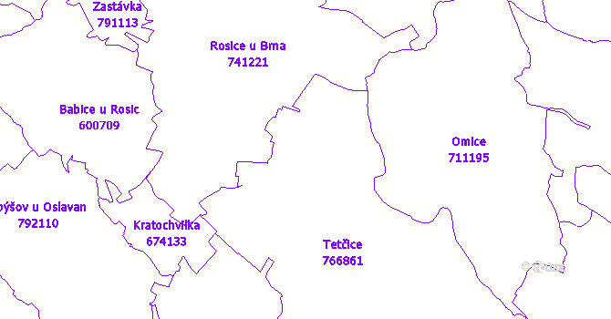 Katastrální mapa Tetčice