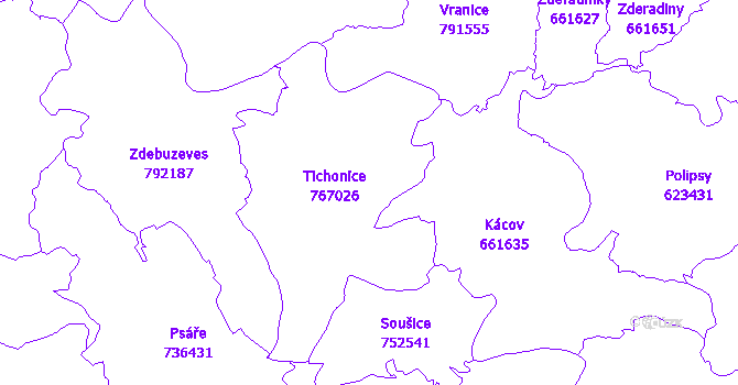 Katastrální mapa Tichonice