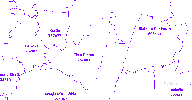 Katastrální mapa Tis u Blatna