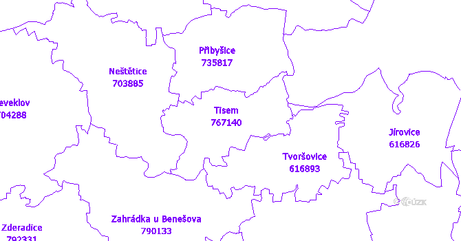 Katastrální mapa Tisem