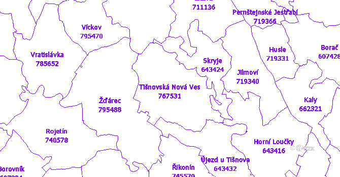 Katastrální mapa Tišnovská Nová Ves