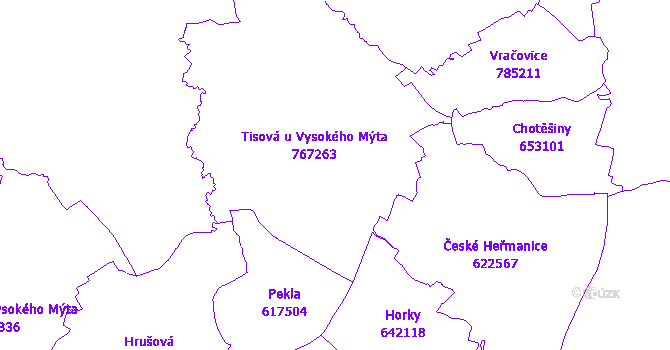 Katastrální mapa Tisová