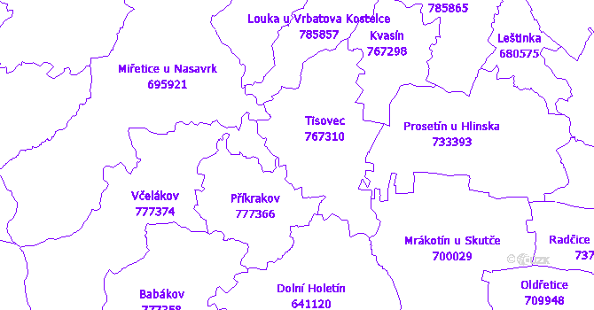 Katastrální mapa Tisovec