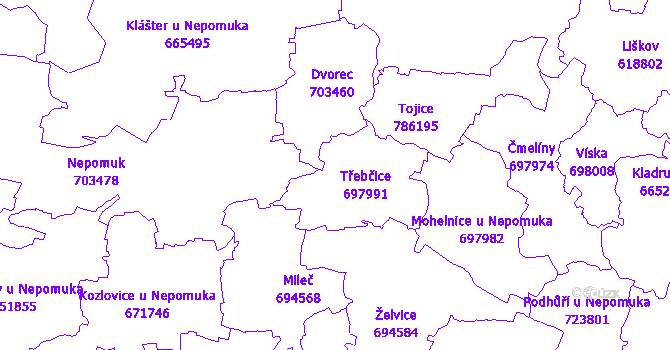 Katastrální mapa Třebčice