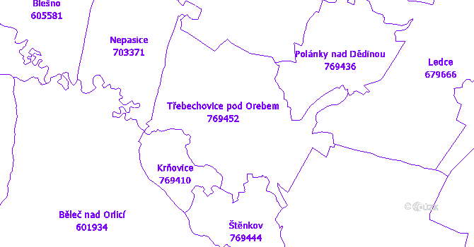 Katastrální mapa Třebechovice pod Orebem