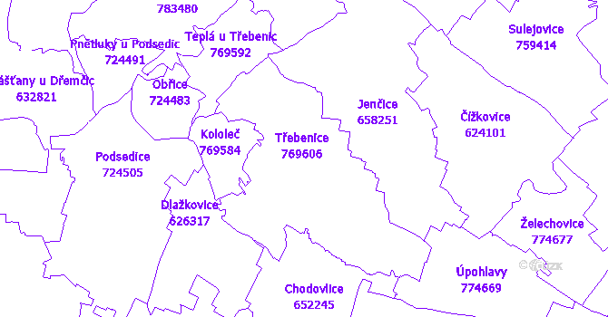 Katastrální mapa Třebenice
