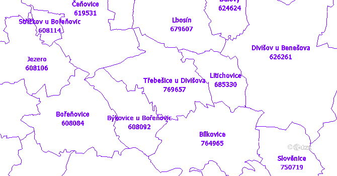 Katastrální mapa Třebešice