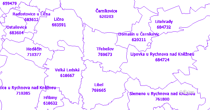 Katastrální mapa Třebešov