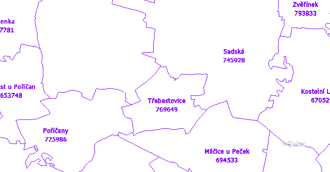 Katastrální mapa Třebestovice