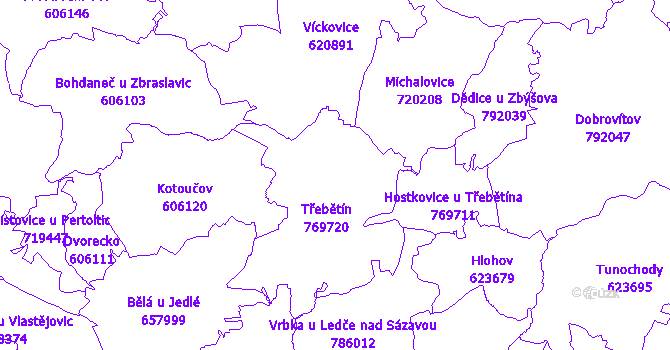 Katastrální mapa Třebětín