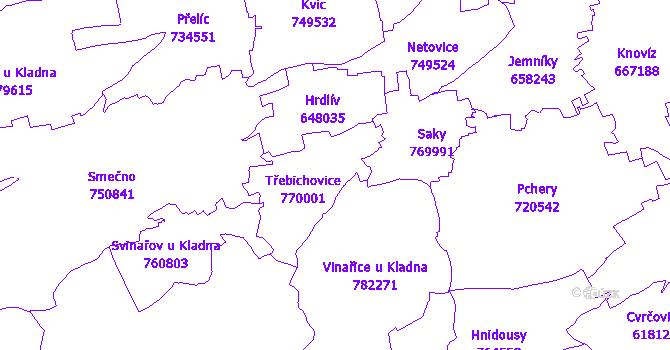 Katastrální mapa Třebichovice