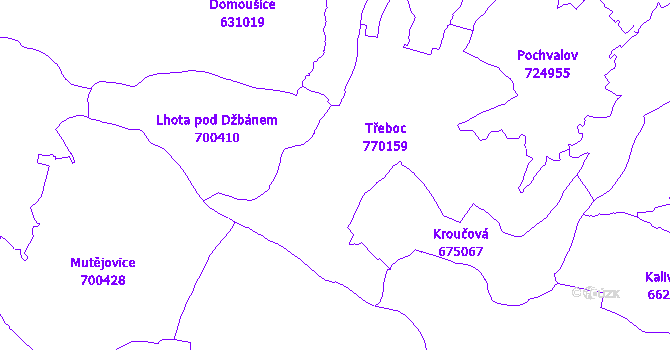 Katastrální mapa Třeboc