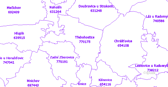 Katastrální mapa Třebohostice