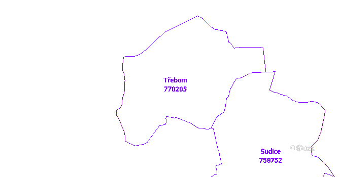 Katastrální mapa Třebom