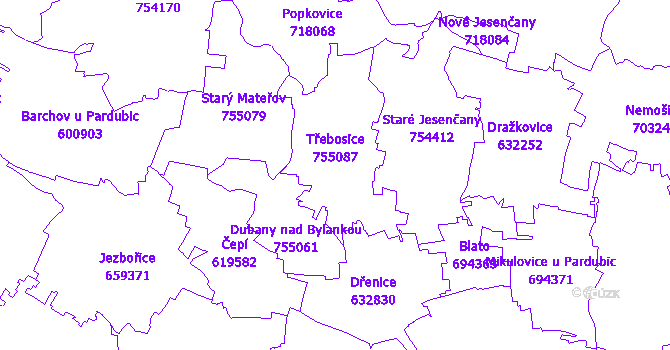 Katastrální mapa Třebosice