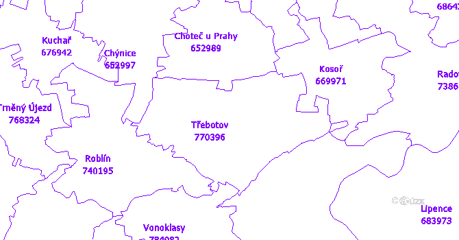 Katastrální mapa Třebotov