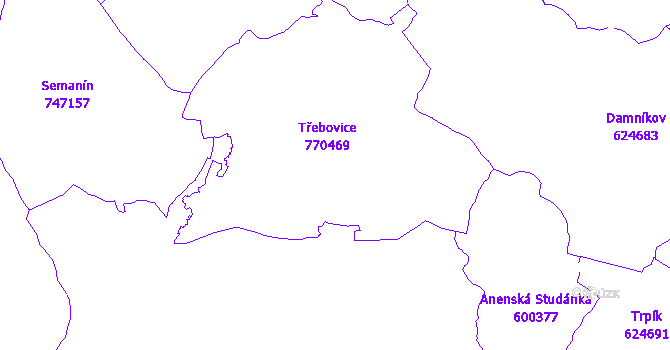 Katastrální mapa Třebovice