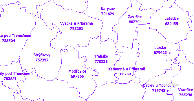 Katastrální mapa Třebsko