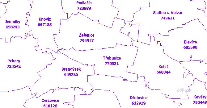 Katastrální mapa Třebusice