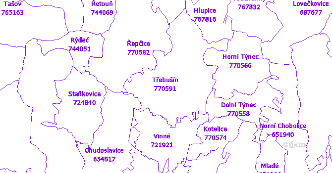 Katastrální mapa Třebušín