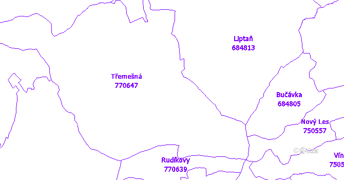Katastrální mapa Třemešná