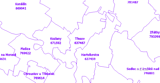 Katastrální mapa Třesov
