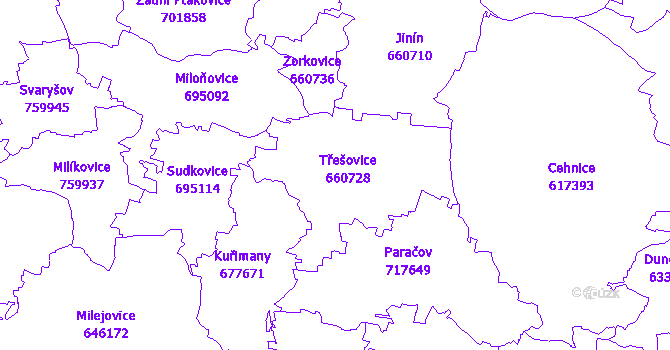 Katastrální mapa Třešovice