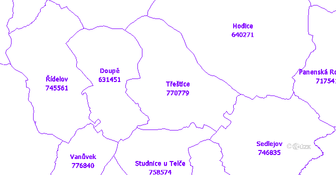 Katastrální mapa Třeštice