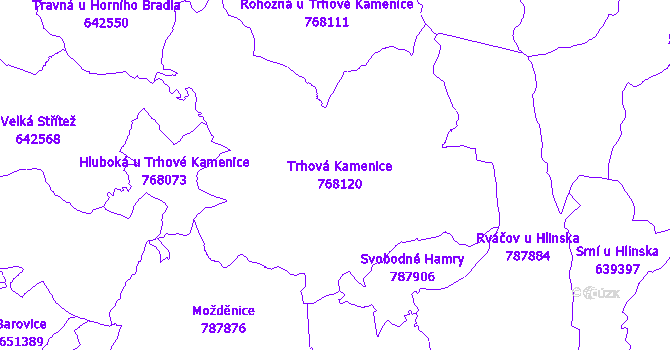 Katastrální mapa Trhová Kamenice