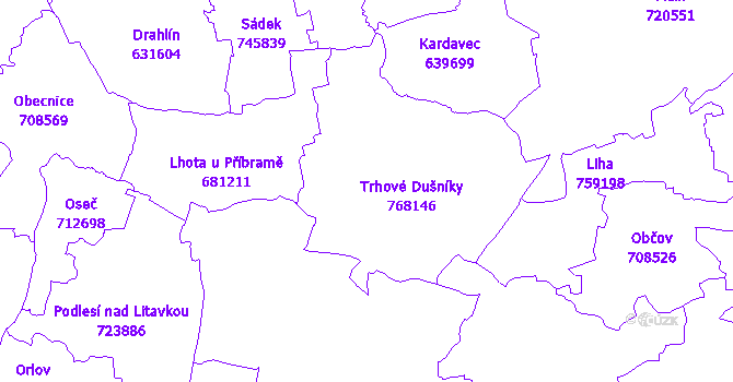 Katastrální mapa Trhové Dušníky