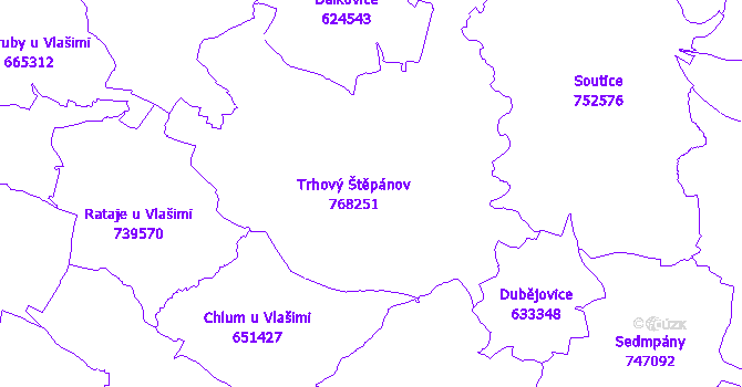 Katastrální mapa Trhový Štěpánov