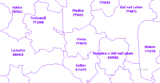 Katastrální mapa Trmice