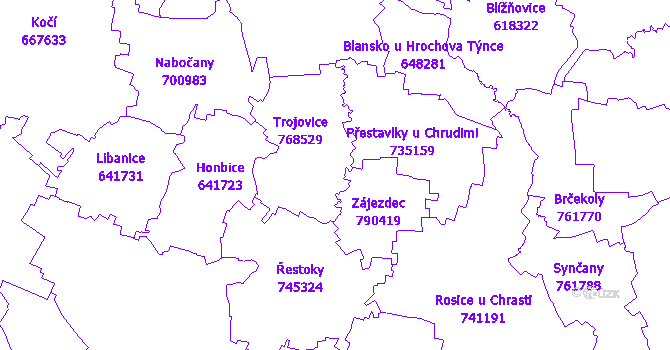 Katastrální mapa Trojovice
