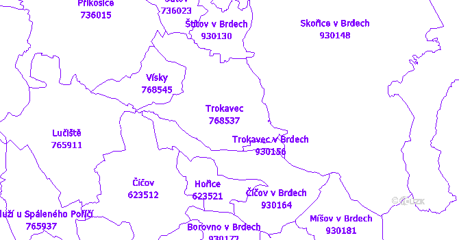 Katastrální mapa Trokavec