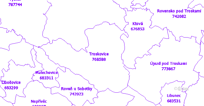 Katastrální mapa Troskovice