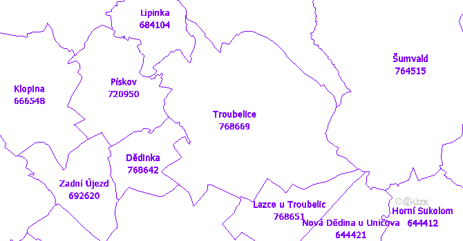 Katastrální mapa Troubelice