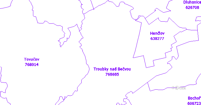 Katastrální mapa Troubky