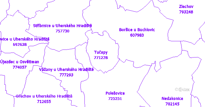 Katastrální mapa Tučapy
