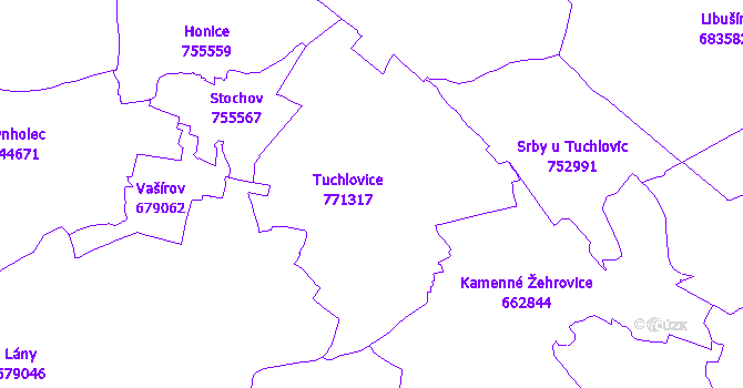 Katastrální mapa Tuchlovice