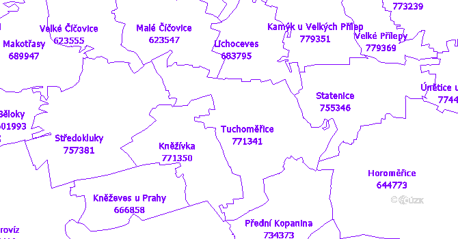 Katastrální mapa Tuchoměřice