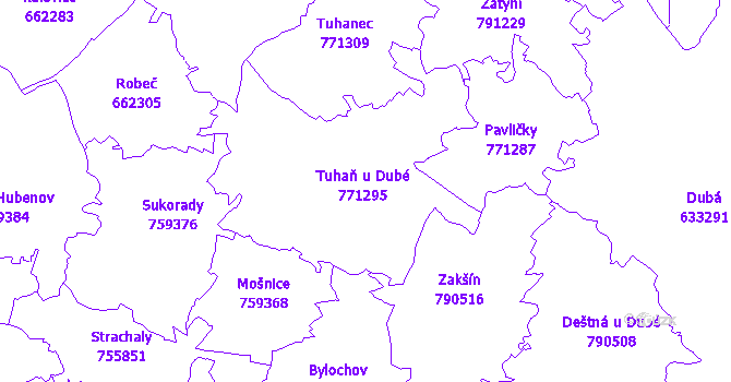 Katastrální mapa Tuhaň