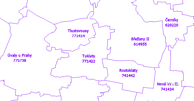 Katastrální mapa Tuklaty