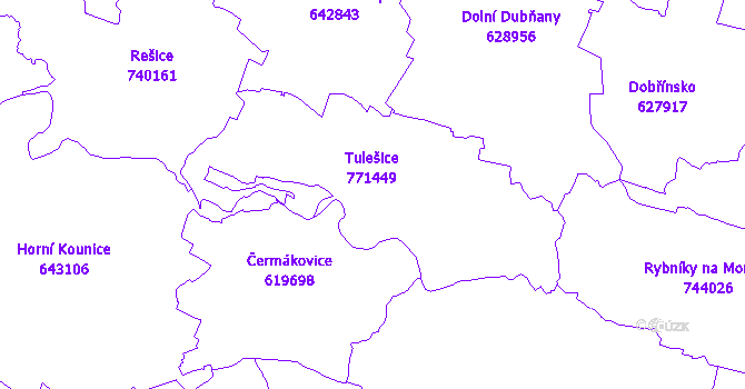 Katastrální mapa Tulešice