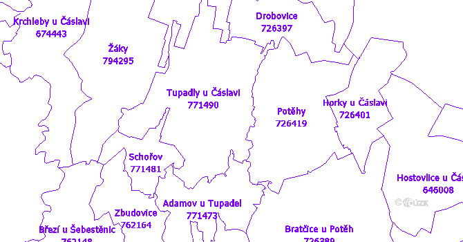 Katastrální mapa Tupadly