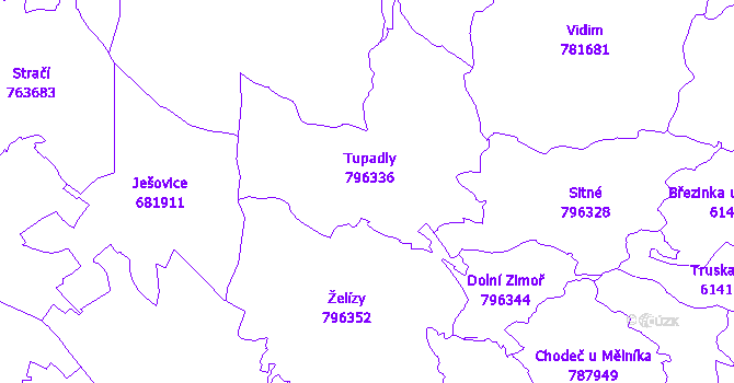 Katastrální mapa Tupadly