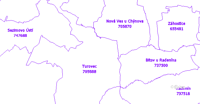 Katastrální mapa Turovec