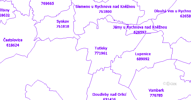 Katastrální mapa Tutleky