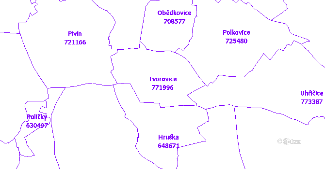 Katastrální mapa Tvorovice