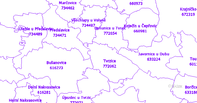 Katastrální mapa Tvrzice